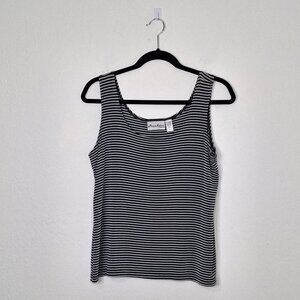 Private Edition by Chico's Tank Top Sz 2 (L) Striped Stretch Basics Neutral 90s